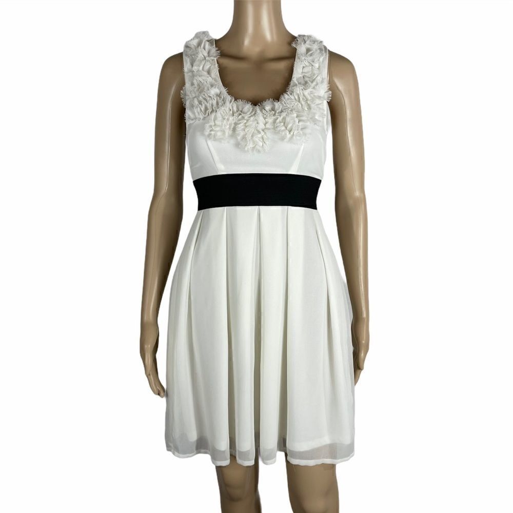 Charlotte Russe White Ruffled Sleeveless Dress